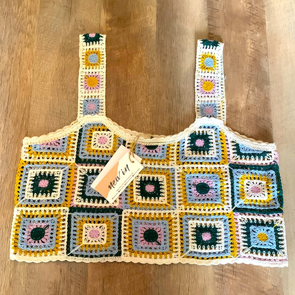 Crochet cropped tank free people inspired M/L
